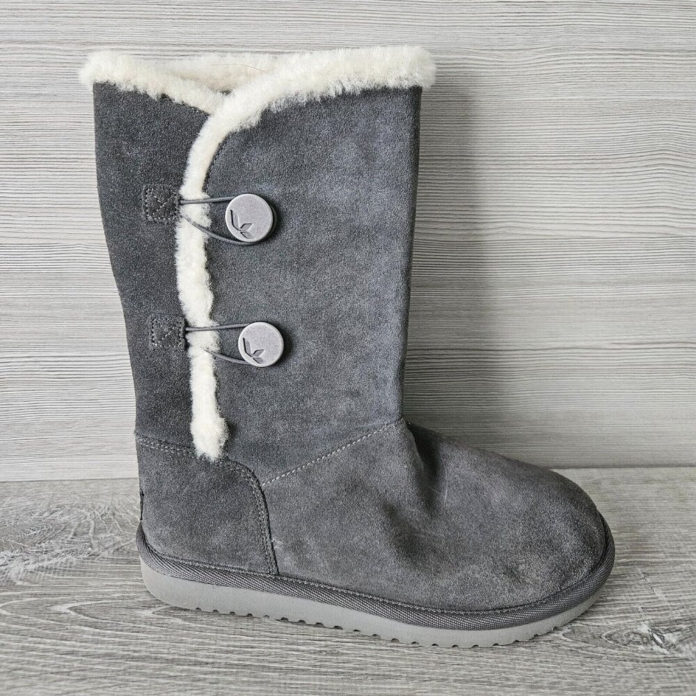 Koolaburra By UGG Kinslei Tall Suede Sheepskin Boots Gray Womens US Size 7 EU 38